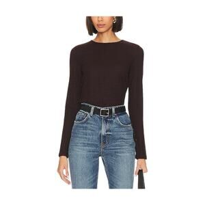 Vince Textured Brown Plaid Jacquard Crew Size S Top